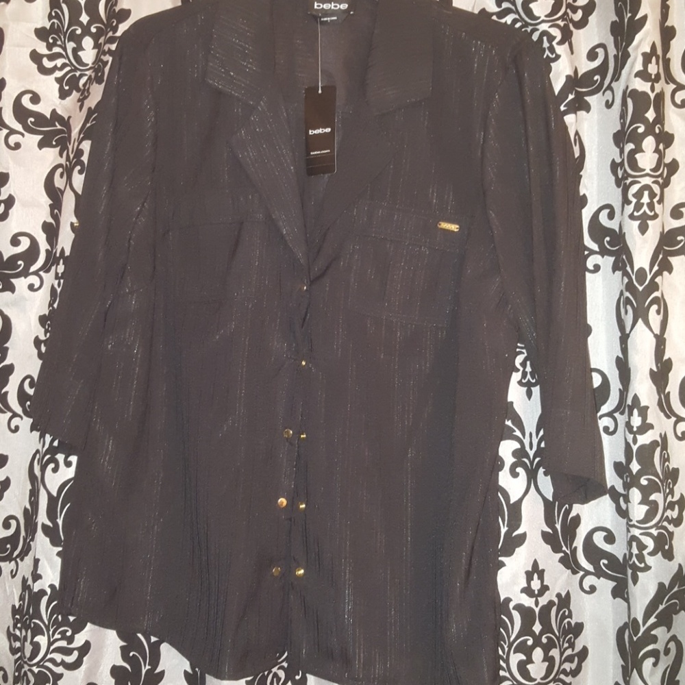 Sheer Black & Gold Bebe Top